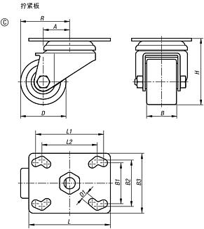 转向轮 紧凑型，C 型