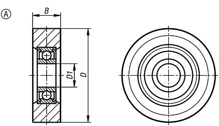 Guide rollers, plastic, cylindrical without pins - Form A