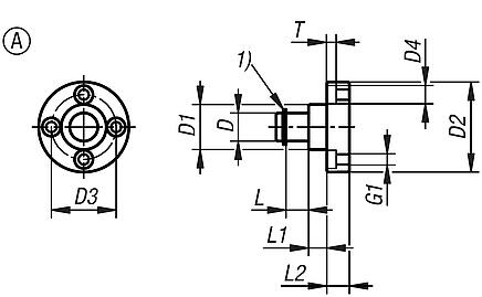 钢制或不锈钢销轴，适用于导向辊轮 - 样式 A