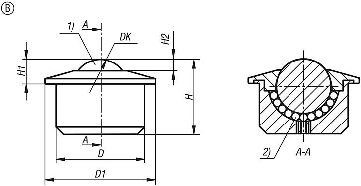Ball transfer unit with plastic housing, Form B