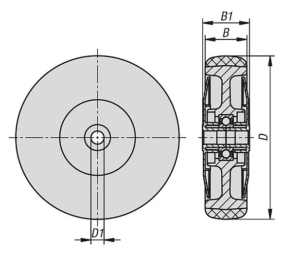 Polyamid wheels with polyurethane tread