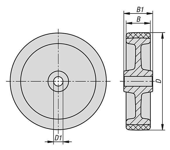 Polyamid wheels with polyurethane tread, heavy-duty version