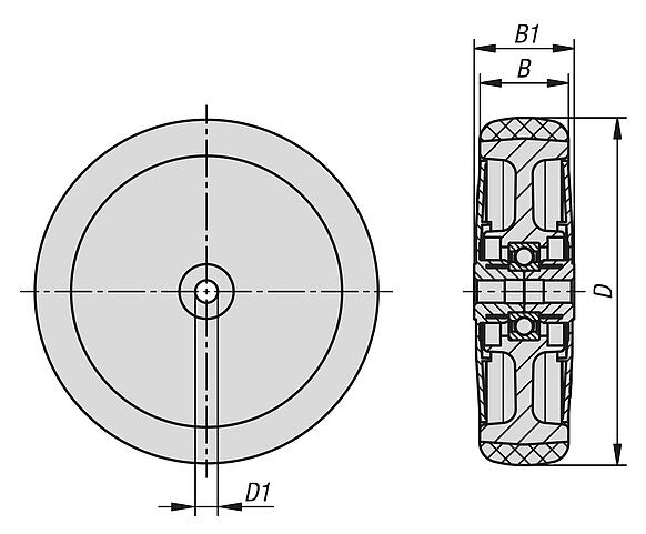 Polypropylene wheels with rubber tread