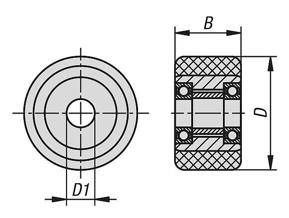 Heavy-duty wheels with polyurethane tread and steel wheel hub