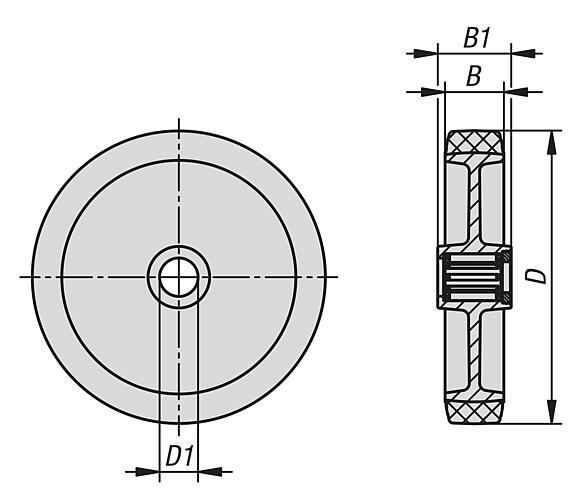 Heavy-duty wheels solid rubber with polyamide wheel hubs
