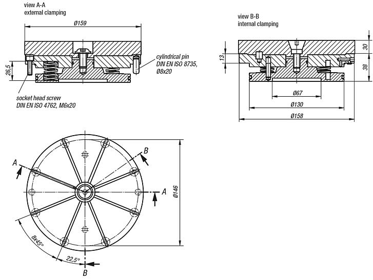 Positive clamping system, for self-installation
