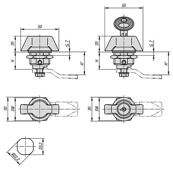 旋转锁销，带手柄操作装置