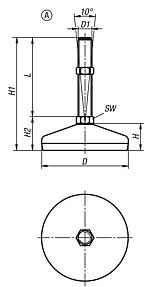 Levelling feet steel or stainless steel
Form A