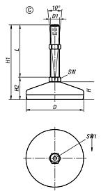 Levelling feet steel or stainless steel Form C