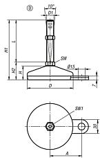 Levelling feet steel or stainless steel Form D