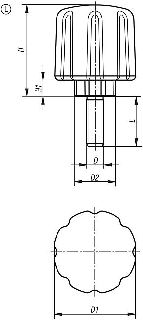 Clamping grips ergonomic with external threads