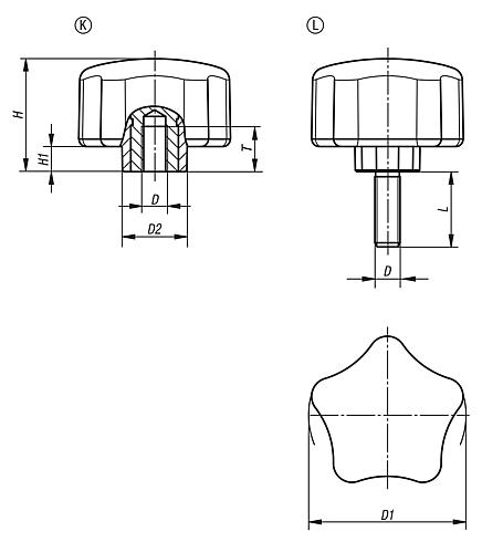 Five lobe grips ergonomic