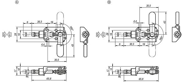 Toggle clamps mini push-pull