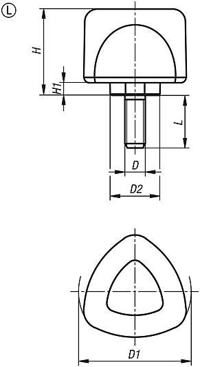 Triangular grip 2K ergonomic with external thread