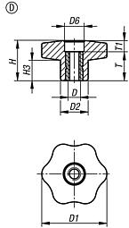 Star grip, Form D, tapped bush without cap