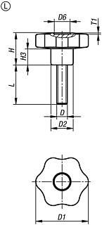 Star grips, Form L, with external thread