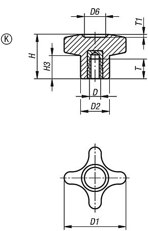 Palm grips with internal thread