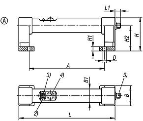 Tubular handles, plastic, with electronic switch function and one push button, without emergency stop