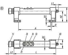 塑料管状把手，具有电控开关功能和两个带急停功能的按钮