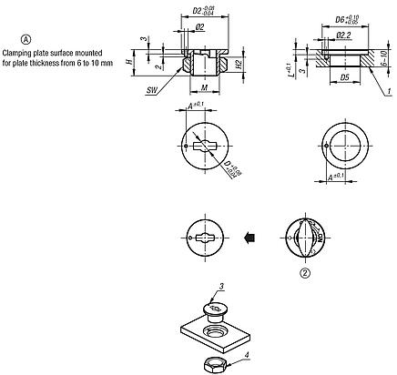 Clamping plates surface mounted for quarter-turn clamp locks