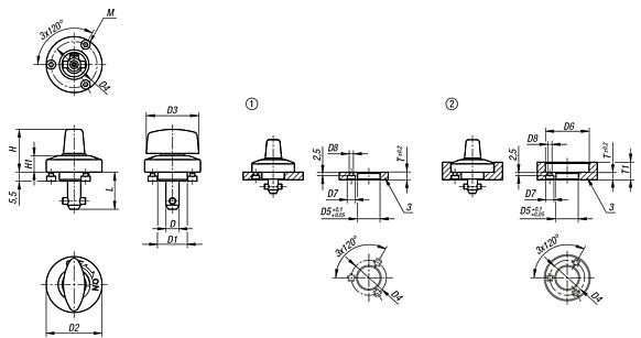 Quarter-turn clamp locks stainless steel rotary knob plastic or stainless steel