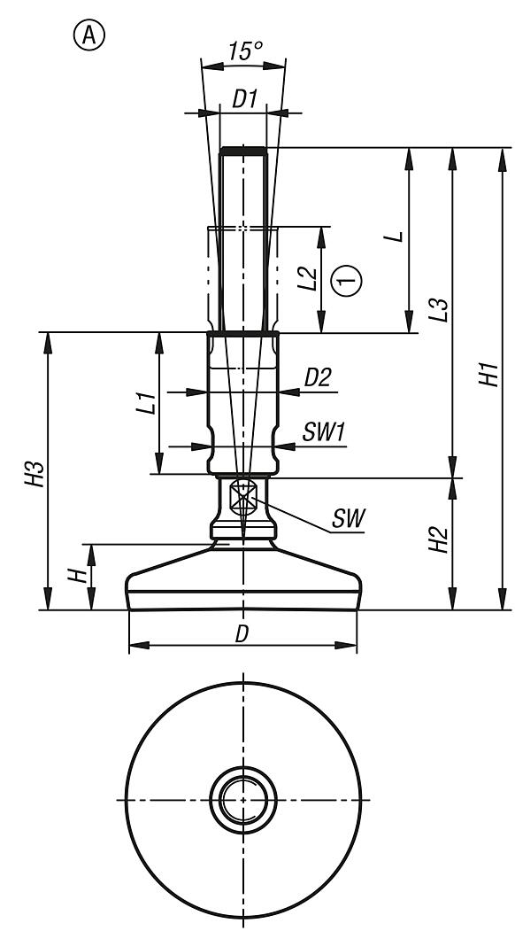 Levelling feet in Hygienic DESIGN - inch