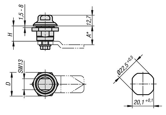 Hygienic DESIGN 不锈钢旋转锁销，带双边驱动装置