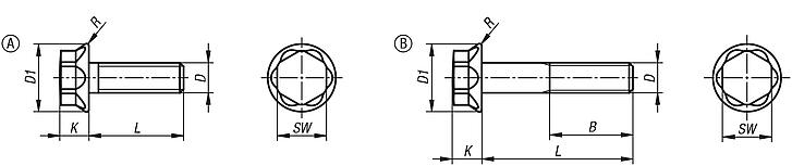 Hex head bolt, stainless steel, with low head 
for Hygienic USIT® seal and shim washer