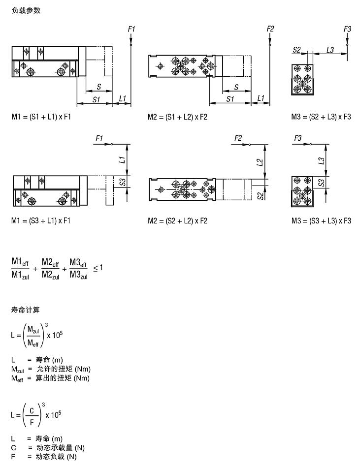 带循环滚珠轴承导轨的导杆气缸，最大承重 12 N